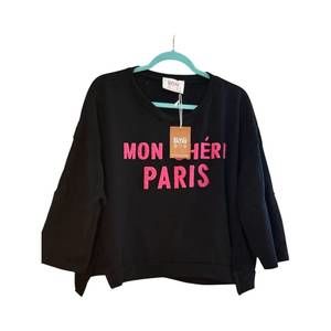 NEW BRAND BAZAR women's cheri paris sweatshirt in black/pink